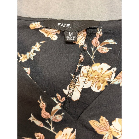 FATE Floral Boho Whimsical Print Crop Top Crotchet Wide Leg Pants Set Black SZ M - Picture 5 of 15